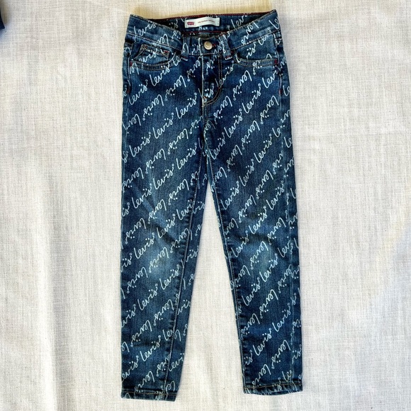 [Levis] 710 Super Skinny Script Jeans White Font Size Girl’s 6 - Picture 1 of 8